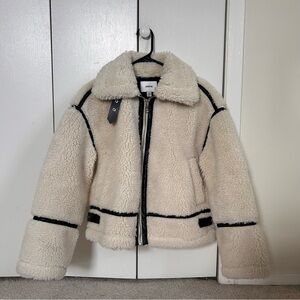 Cream Sherpa Jacket with Black Accents